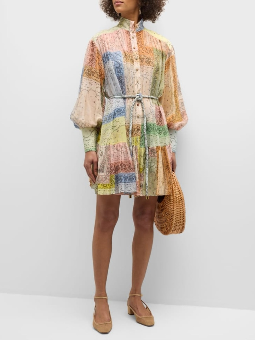 Zimmermann Pastel Patchwork Bandana Mini Dress